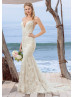 Scoop Neck Ivory Lace Tulle Low Back Chic Wedding Dress